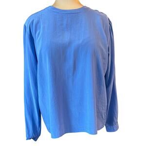 Ellen Ashley 100% Silk Periwinkle Long Sleeve Blouse XL